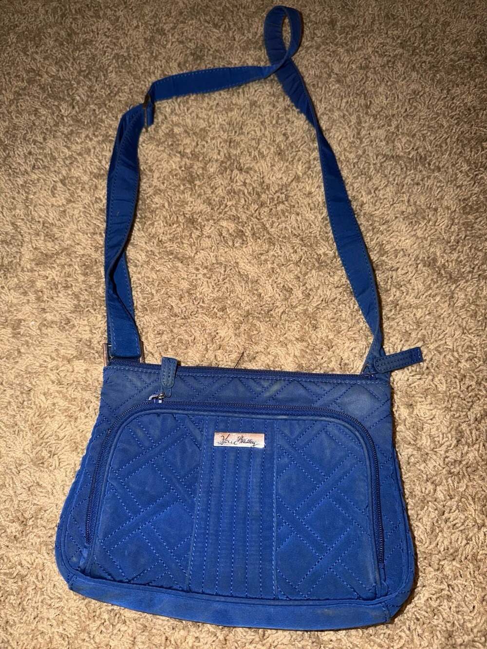 Vera Bradley Blue Quilted Microfiber Crossbody Bag